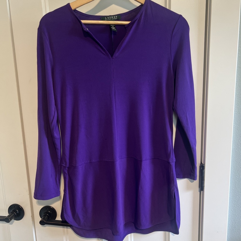 Lauren Ralph Lauren Women's Size Small 3/4 Sleeve Tunic Top Purple Vintage